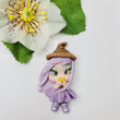 Load image into Gallery viewer, 654 Witch Lavender Clay Doll for Bow-Center, Jewelry Charms, Accessories, and More