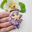Load image into Gallery viewer, 654 Witch Lavender Clay Doll for Bow-Center, Jewelry Charms, Accessories, and More