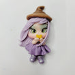 Load image into Gallery viewer, 654 Witch Lavender Clay Doll for Bow-Center, Jewelry Charms, Accessories, and More