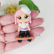 Load image into Gallery viewer, 041 Athena The Skater Clay Doll for Bow-Center, Jewelry Charms, Accessories, and More