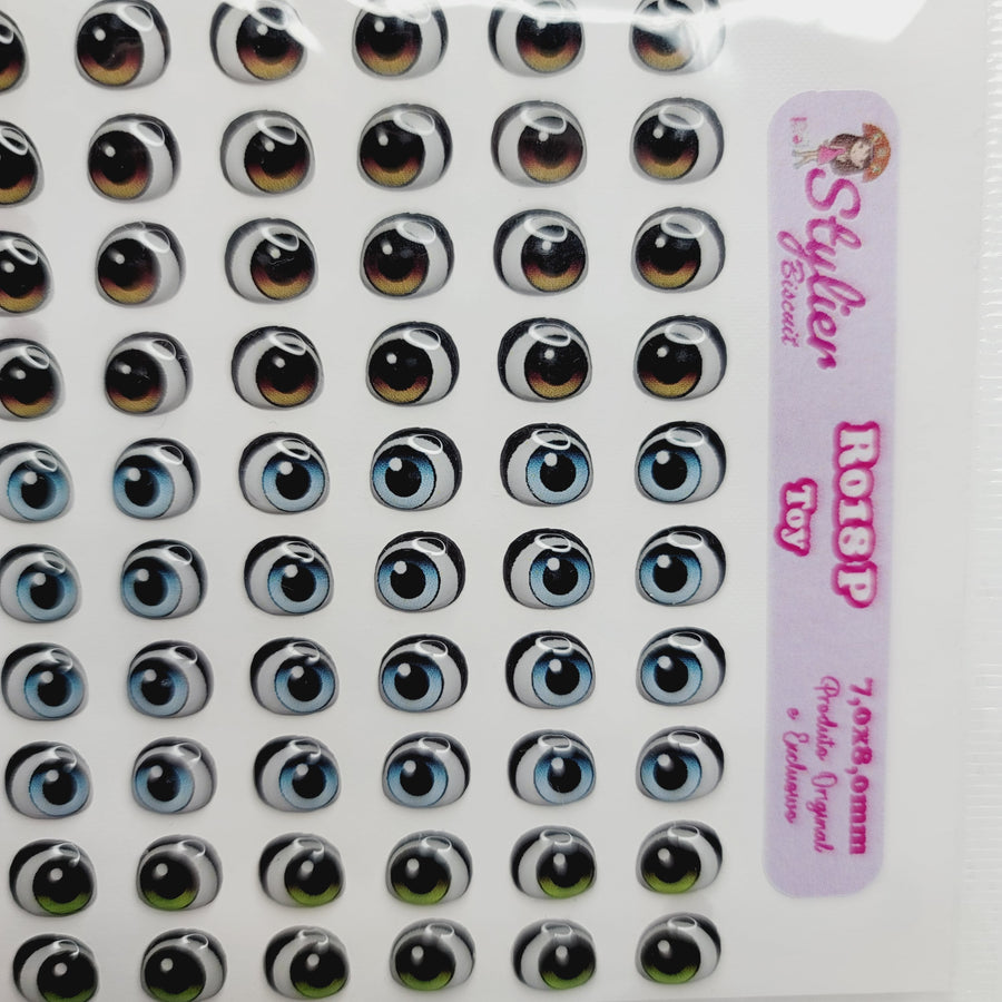 Adhesive Resin Eyes for Clays Multicolor STY R018 (SM / P) 72 Pairs