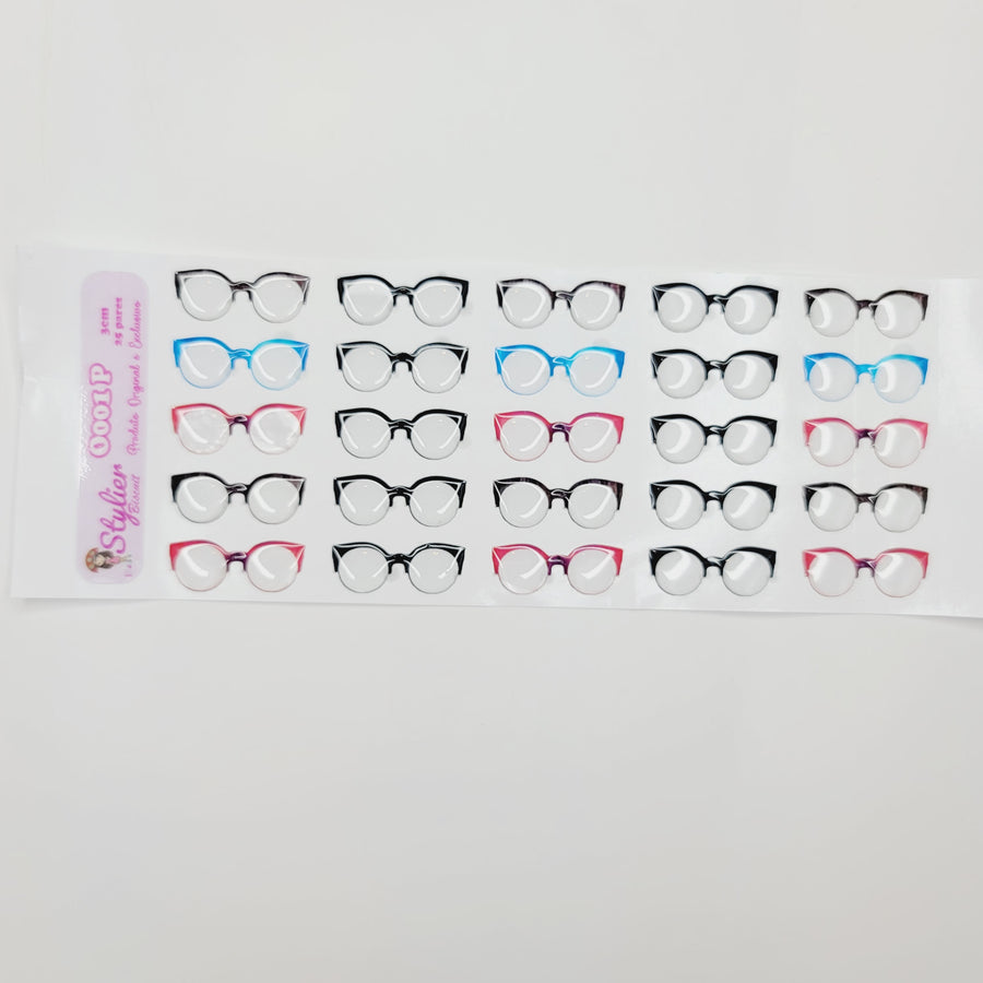 Adhesive Resin Glasses for Clays Multicolor STY O001 P-(SM) 3cm 25 Units