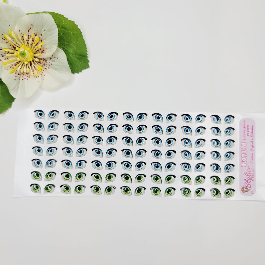 Adhesive Resin Eyes for Clays Multicolor STY R071 M 49 Pairs