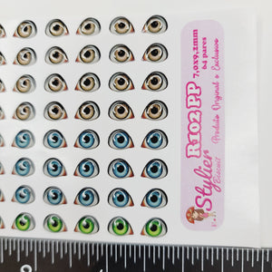 Adhesive Resin Eyes for Clays Multicolor STY R102 PP (X-SM)  64 Pairs