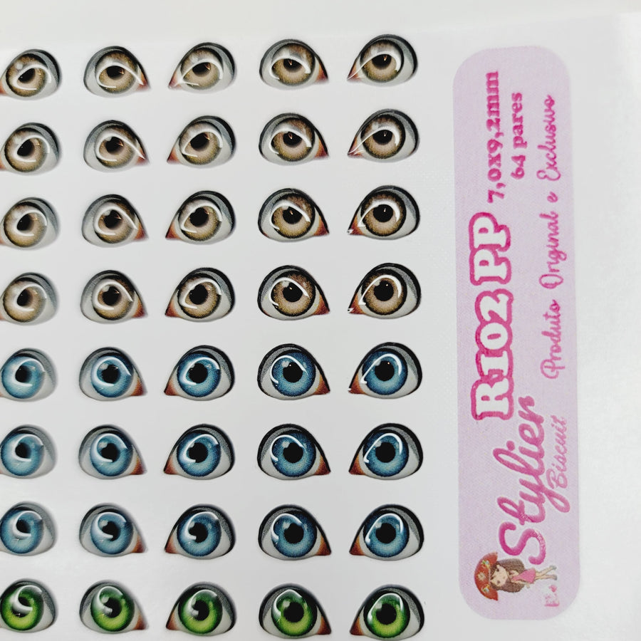 Adhesive Resin Eyes for Clays Multicolor STY R102 PP (X-SM)  64 Pairs