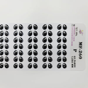 Adhesive Resin Eyes for Clays MF-260 P (SM) 63 Pairs