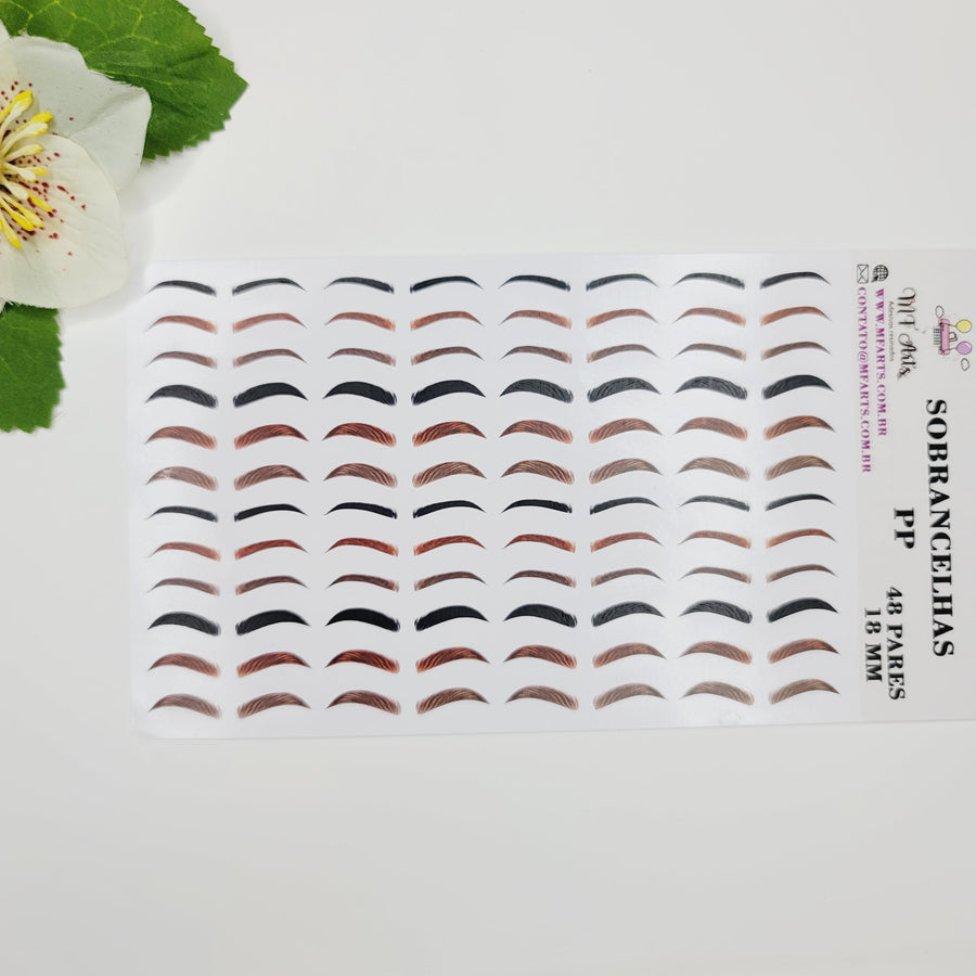 Adhesive Vinyl Eyebrows for FELT Multicolor MF PP (XSM) 48Pairs