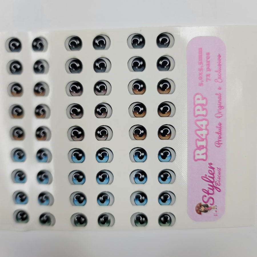 Adhesive Resin Eyes for Clays Multicolor STY R144 PP (X-SM) 72 Pairs