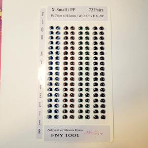 Adhesive Resin Eyes FNY 1001 - 72 Pairs - XSmall/PP W/H 7mmx5mm (0.27"x0.20") - for use with Cold Porcelain Air Dry Clay, Polymer Clay, EVA, Felt, Fabric, Plaster, Paper, Ceramic and more