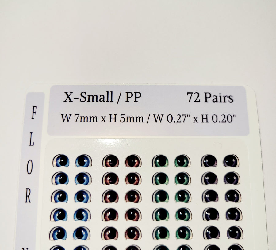 Adhesive Resin Eyes FNY 1001 - 72 Pairs - XSmall/PP W/H 7mmx5mm (0.27"x0.20") - for use with Cold Porcelain Air Dry Clay, Polymer Clay, EVA, Felt, Fabric, Plaster, Paper, Ceramic and more