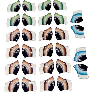 Adhesive Resin Eyes FNY 1008 - Medium/M - 24 Pairs - W/H: 14mm x 15mm (0.55" x 0.59") - for use with Clay, EVA, Felt, Fabric and more