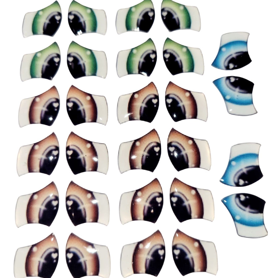 Adhesive Resin Eyes FNY 1008 - Medium/M - 24 Pairs - W/H: 14mm x 15mm (0.55" x 0.59") - for use with Clay, EVA, Felt, Fabric and more
