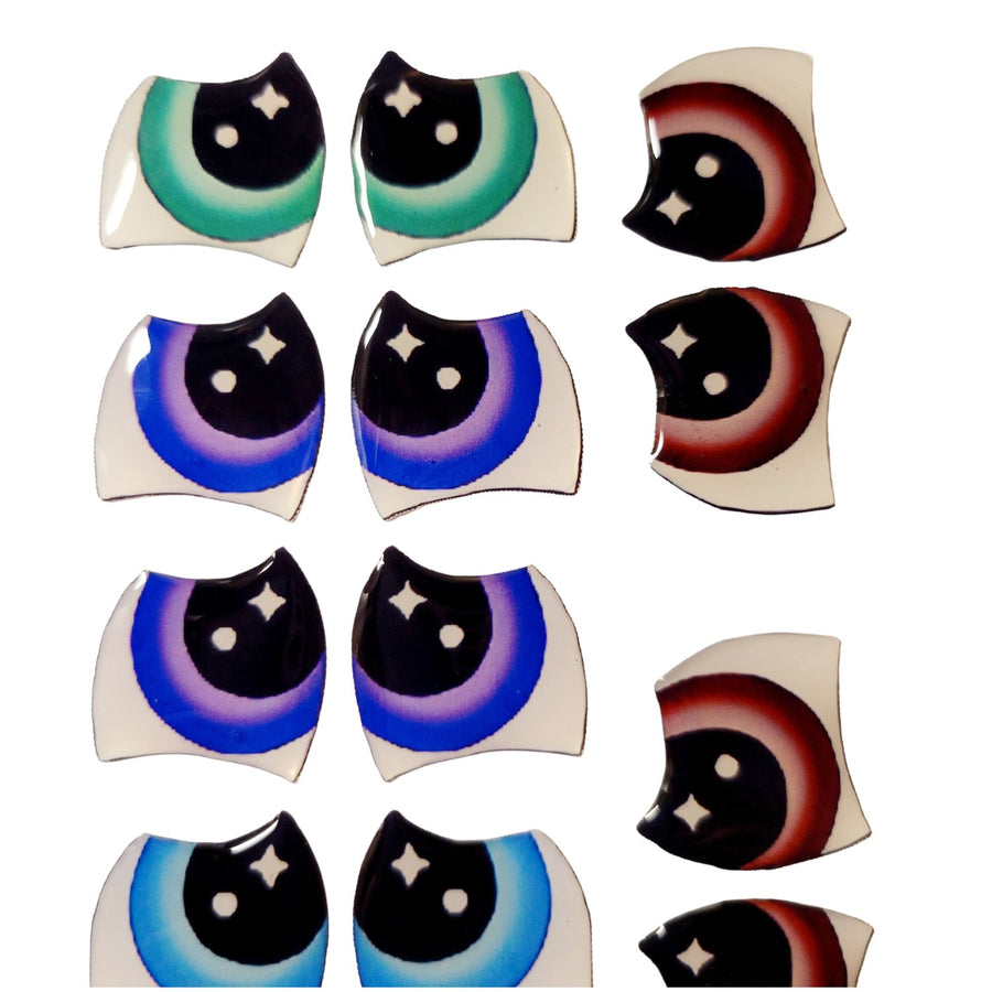 Adhesive Resin Eyes FNY 1005 - Large/G - 8 Pairs - W/H: 23mm x 23mm (0.90" x 0.90") - for use with Clay, EVA, Felt, Fabric and more