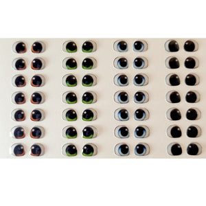 Adhesive Resin Eyes FNY 1002 - XSmall/PP - 72 Pairs - W/H: 6.5mm x 5.5mm (0.26" x 0.22") - for use with Cold Porcelain Air Dry Clay, Polymer Clay, EVA, Felt, Fabric, Plaster, Paper, Ceramic and more