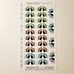 Adhesive Resin Eyes FNY 1008 - Medium/M - 24 Pairs - W/H: 14mm x 15mm (0.55" x 0.59") - for use with Clay, EVA, Felt, Fabric and more