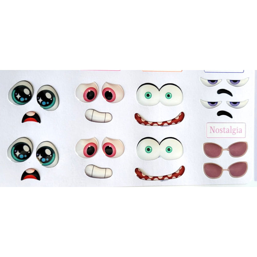 Adhesive Resin Eyes FNY 1011 - Emotions #2 - 10 pairs - Medium/M - around 30mm/1.18" each pair - for use with Clay, EVA, Felt, Fabric and more