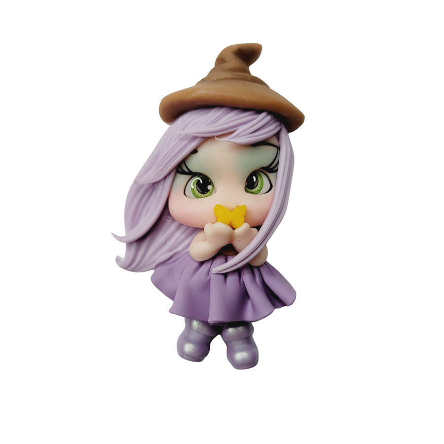 Witch Lavender #654 Clay Doll for Bow-Center, Jewelry Charms, Accessories, and More