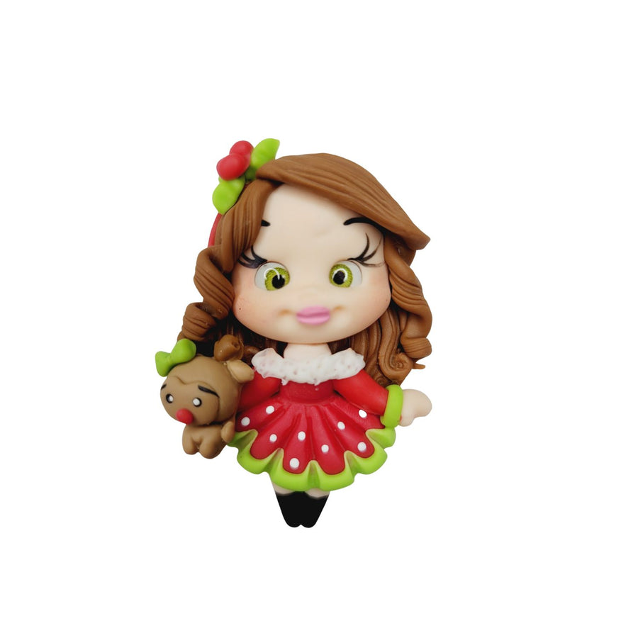 Everleigh Xmas #203 Clay Doll for Bow-Center, Jewelry Charms, Accessories, and More