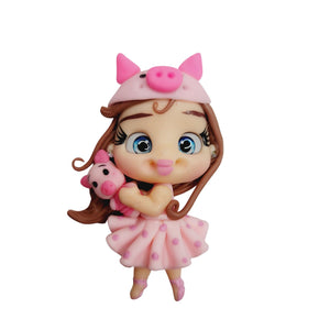 Lily Piglet #327 Clay Doll for Bow-Center, Jewelry Charms, Accessories, and More