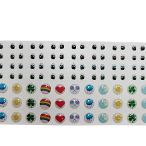 Adhesive Resin Eyes and Stickers for Clays Multicolor STY Love Bear PP Mix 40 pairs