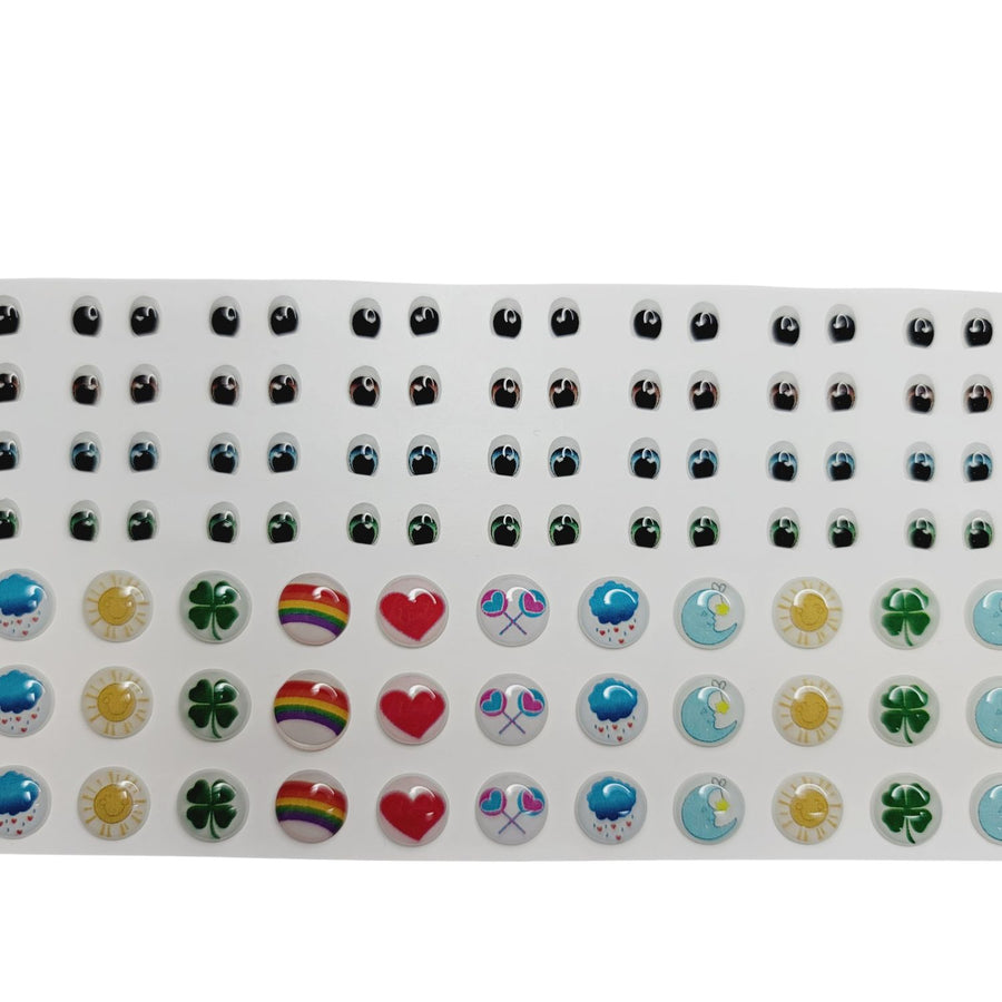 Adhesive Resin Eyes and Stickers for Clays Multicolor STY Love Bear PP Mix 40 pairs