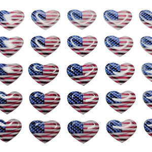 Adhesive Resin American Flag - Heart  STY 12.5x17 mm 45 units