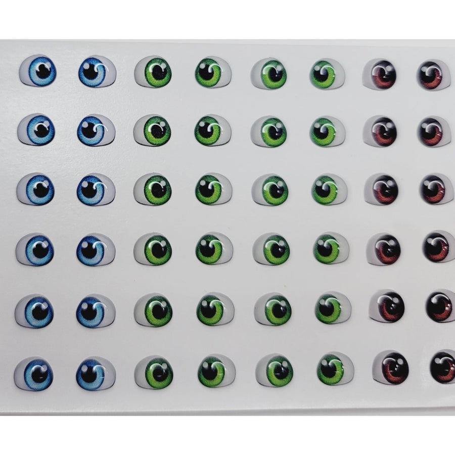 Adhesive Resin Eyes for Clays V.A. 013 (SM) 48 Pairs(P) 6.7MM - Multicolor
