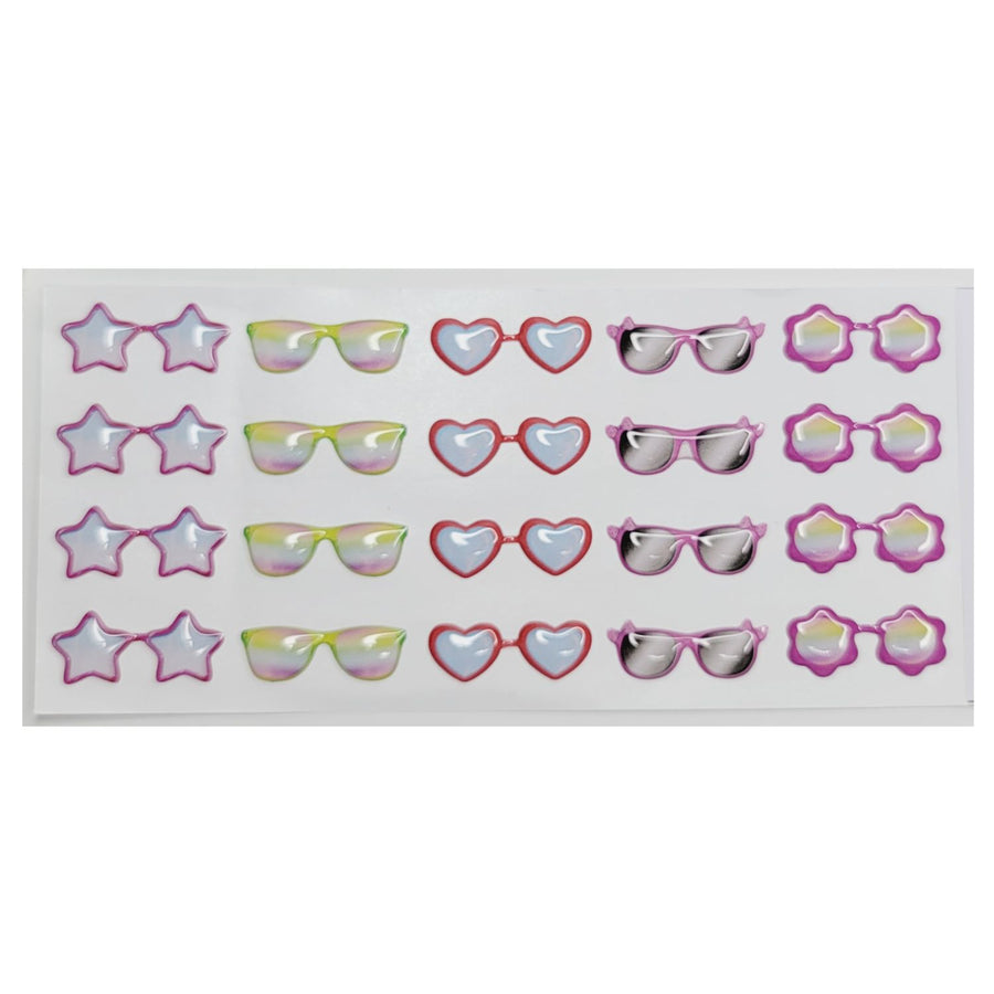 Adhesive Resin Summer Eye-Glasses for Clays V.A 25 Pairs (X-SM -PP) 2.6CM -Multicolor