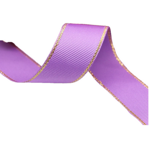 Glitter Gold Edge Grosgrain Ribbon - 3/8" (10mm) - Sold by the Yard