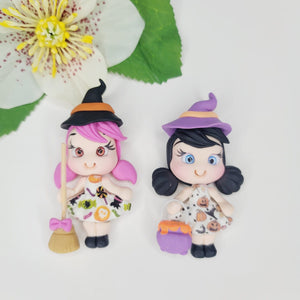 592 Witches Glinda & Trixie Twins Clay Doll for Bow-Center, Jewelry Charms, Accessories, and More