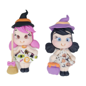 592 Witches Glinda & Trixie Twins Clay Doll for Bow-Center, Jewelry Charms, Accessories, and More