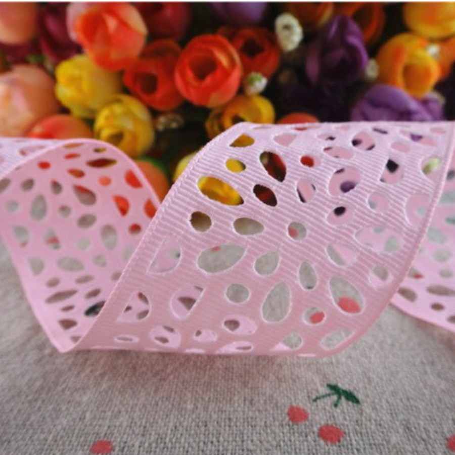 Hollow Flowers Solid Grosgrain Ribbon - 1 1/2" (38mm) - Sold by the Yard