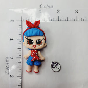 Blue Fantasy #078 Clay Doll for Bow-Center, Jewelry Charms, Accessories, and More