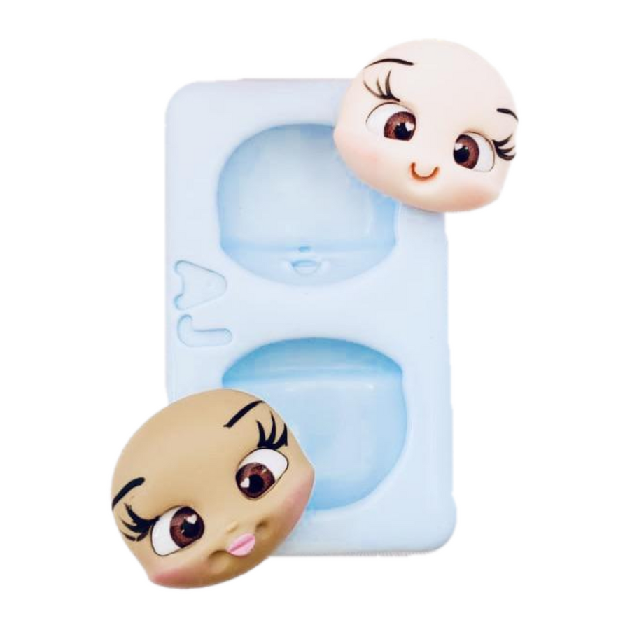 Adorable little heads med (3cm) silicone mold AJ #36