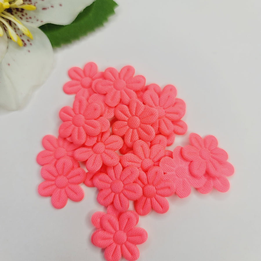 Small Quilt Flowers - #01 - Strawberry Fluor Neon - 25 units