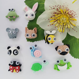 Random Color Flatback Resin Cabochons Cartoon Animals - W1/W11- Set of 5