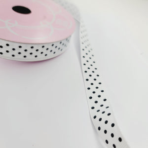 Black&White Little Dots Grosgrain Ribbon - 5/8" (15mm) - Sold by the Yard