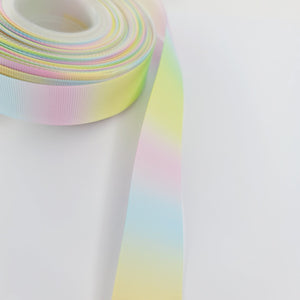 Pastel Gradient Rainbow Grosgrain Ribbon - 1" (25mm) -5 yards