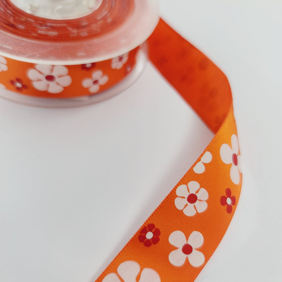 Flowers Satin Ribbon - 1 1/2" (38mm) - Sold by the Yard