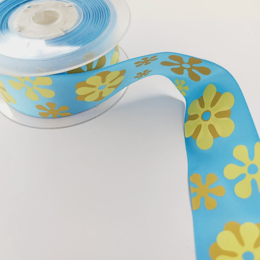 Flowers Satin Ribbon - 1 1/2" (38mm) - Sold by the Yard