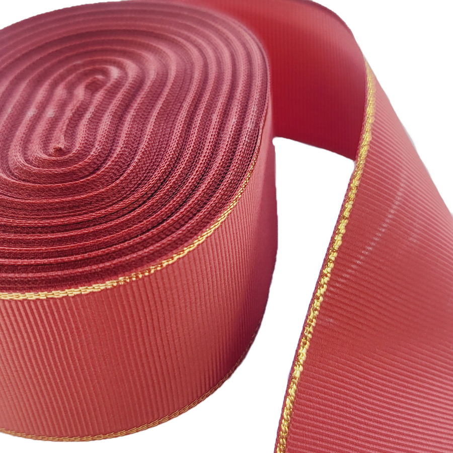 Glitter Gold Edge Grosgrain Ribbon - 1 1/2" (38mm) - Sold by the Yard