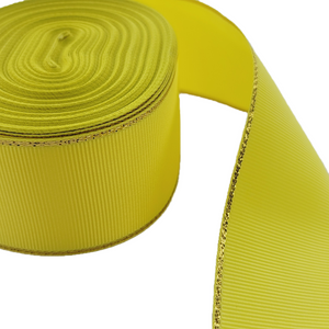 Glitter Gold Edge Grosgrain Ribbon - 1 1/2" (38mm) - Sold by the Yard