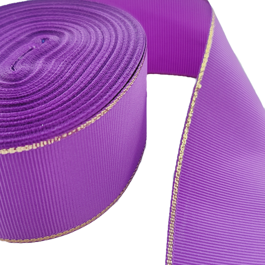 Glitter Gold Edge Grosgrain Ribbon - 1 1/2" (38mm) - Sold by the Yard