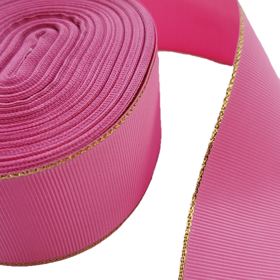 Glitter Gold Edge Grosgrain Ribbon - 1 1/2" (38mm) - Sold by the Yard