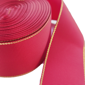 Glitter Gold Edge Grosgrain Ribbon - 1 1/2" (38mm) - Sold by the Yard