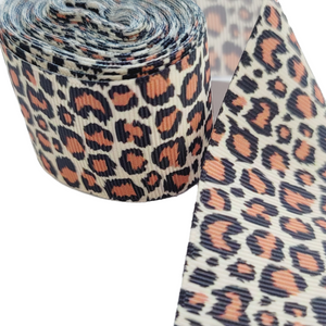 Leopard Printed Grosgrain Ribbon - 1 1/2" (38mm) - Sold by the Yard