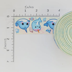 Little Sharks Grosgrain Ribbon - 1 1/2" (38mm) - Sold by the Yard