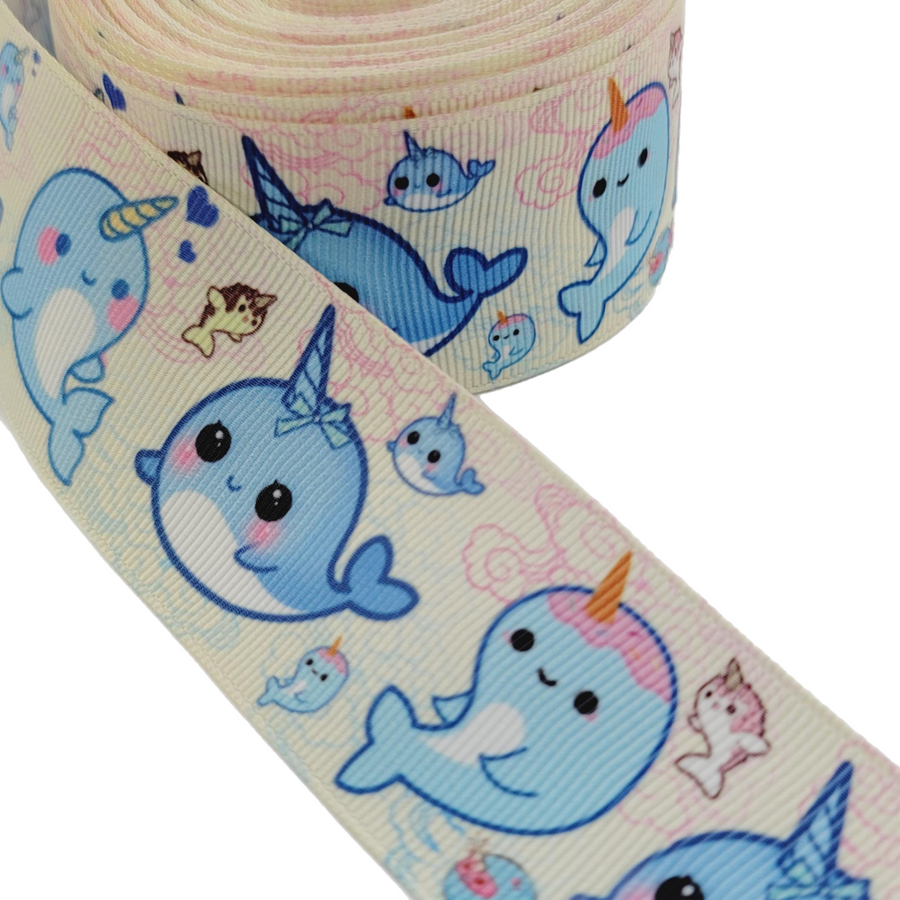 Little Sharks Grosgrain Ribbon - 1 1/2" (38mm) - Sold by the Yard