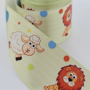 Little Animals Satin Ribbon - 1 1/2" (38mm) - Sold by the Yard