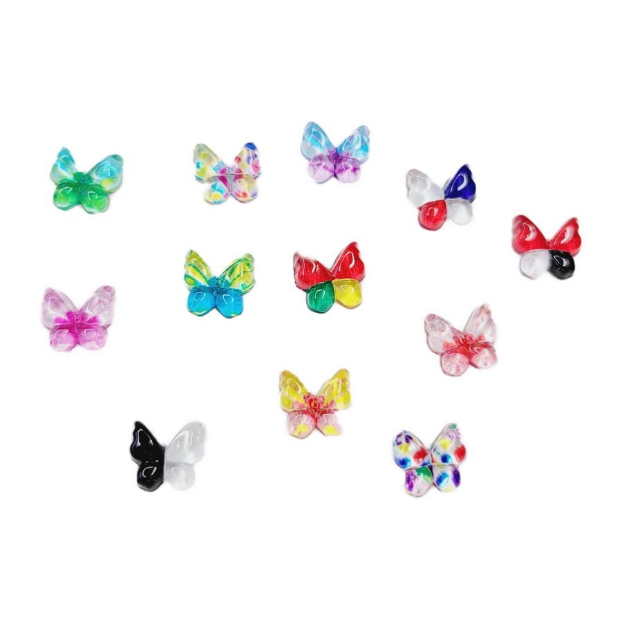 Butterflies Flatback Resin Cabochons -  Set of 15